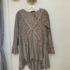 Long, crocheted tunic